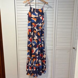 Nine West Maxi geometrical patterned, spaghetti strap dress XS